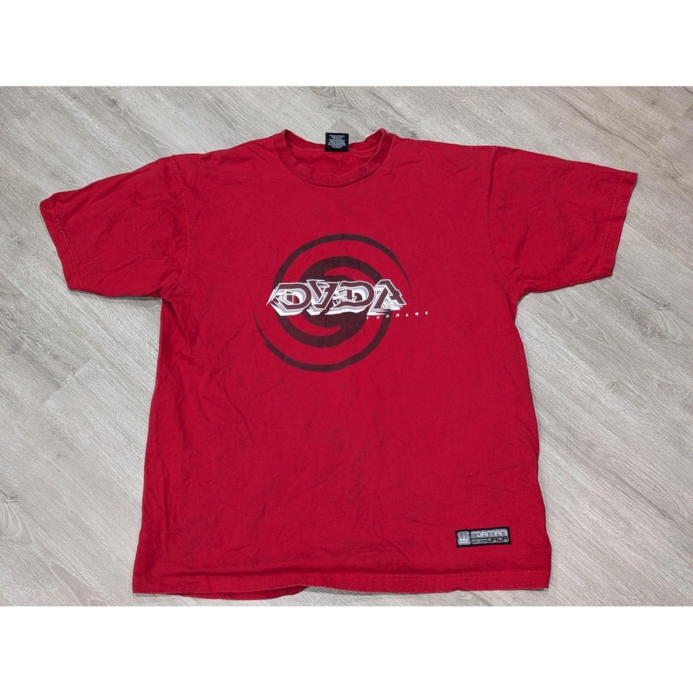 Vintage Damani Dada Shirt Mens XL Red DVDA Logo Graphic Tee Streetwear Y2K